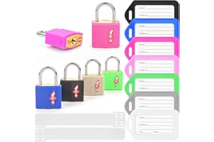 DWOYOW TSA Luggage Lock Sets and 6 Luggage Tags, Suitcase Lock TSA Approved with Prismatic Body, Suit for Suitcase, Luggage,Backpack,Laptop Bag,Locker 6 Pack Color Mixed