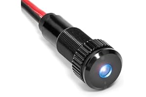 OZNIUM PLUG-N-PLAY Instrument Cluster LED Indicator Light Dash Bulbs. Aluminum Pilot Lights. Colored Acrylic Lens. Flush Panel Mount 5/16" 8mm 12V for Speedometer Odometer Tachometer (Black Bezel, Blue LED)