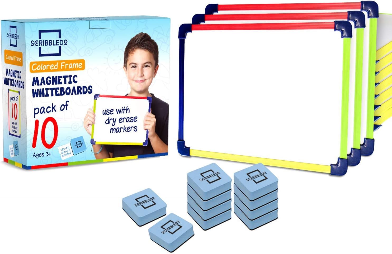 Colored Frame Magnetic Dry Erase White Boards Pack of 10 l 9" X 12" Whiteboard : Office Products