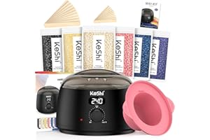 KeShi Waxing Kit for Women and Men, Digital Wax Warmer with 6 Bags Hard Wax Beads, at-Home Hair Removal Wax Kit for Full Body, Face, Eyebrow, Bikini, Legs, Brazilian & Sensitive Skin(Graphite)