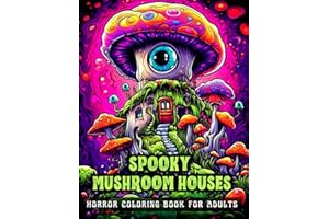 SPOOKY MUSHROOM HOUSES HORROR COLORING BOOK FOR ADULTS: 50 Scary Illustrations for Relaxation, Stress Relief and Inner Peace