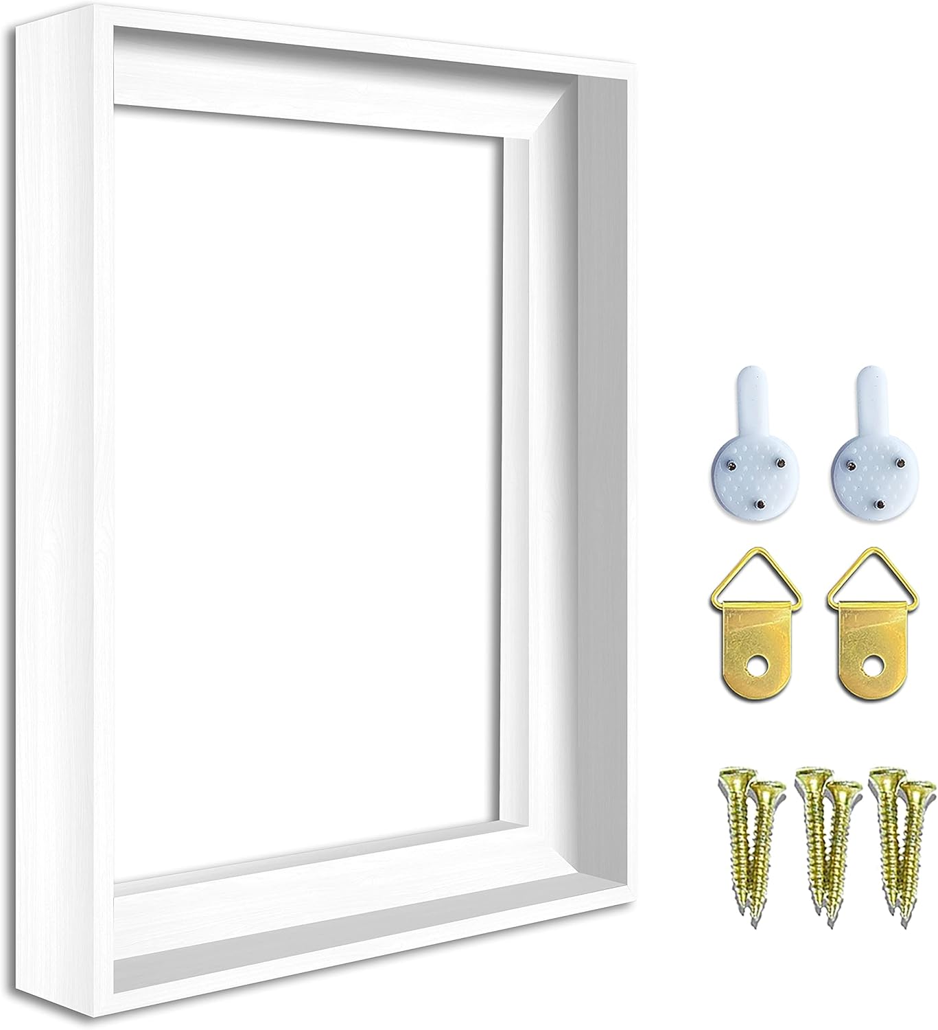 Wall Décor - Texas Art Floater Frame for Finished Canvas 1.25 Depth Custom Kit Stretched Picture Oil Paintings Artwork Floating Wall Decor Canvas, White, 11 in x 14