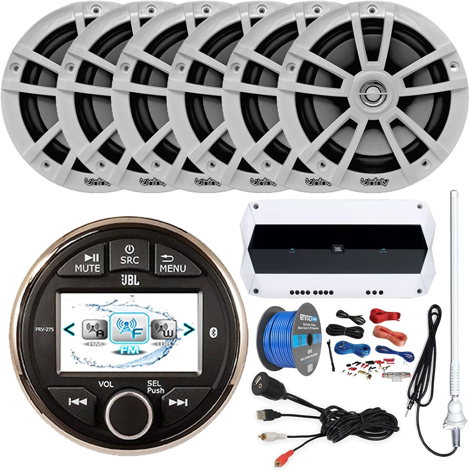 White Marine GaugeStyle Round Digital Media Stereo PRV275 Receiver w/Builtin Bluetooth USB