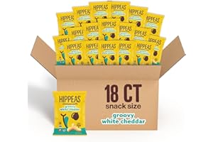 Hippeas Chickpea Puffs, Vegan White Cheddar, 0.8 Ounce (Pack of 18), 3g Protein, 2g Fiber, Vegan, Gluten-Free, Crunchy, Plant Protein Snacks