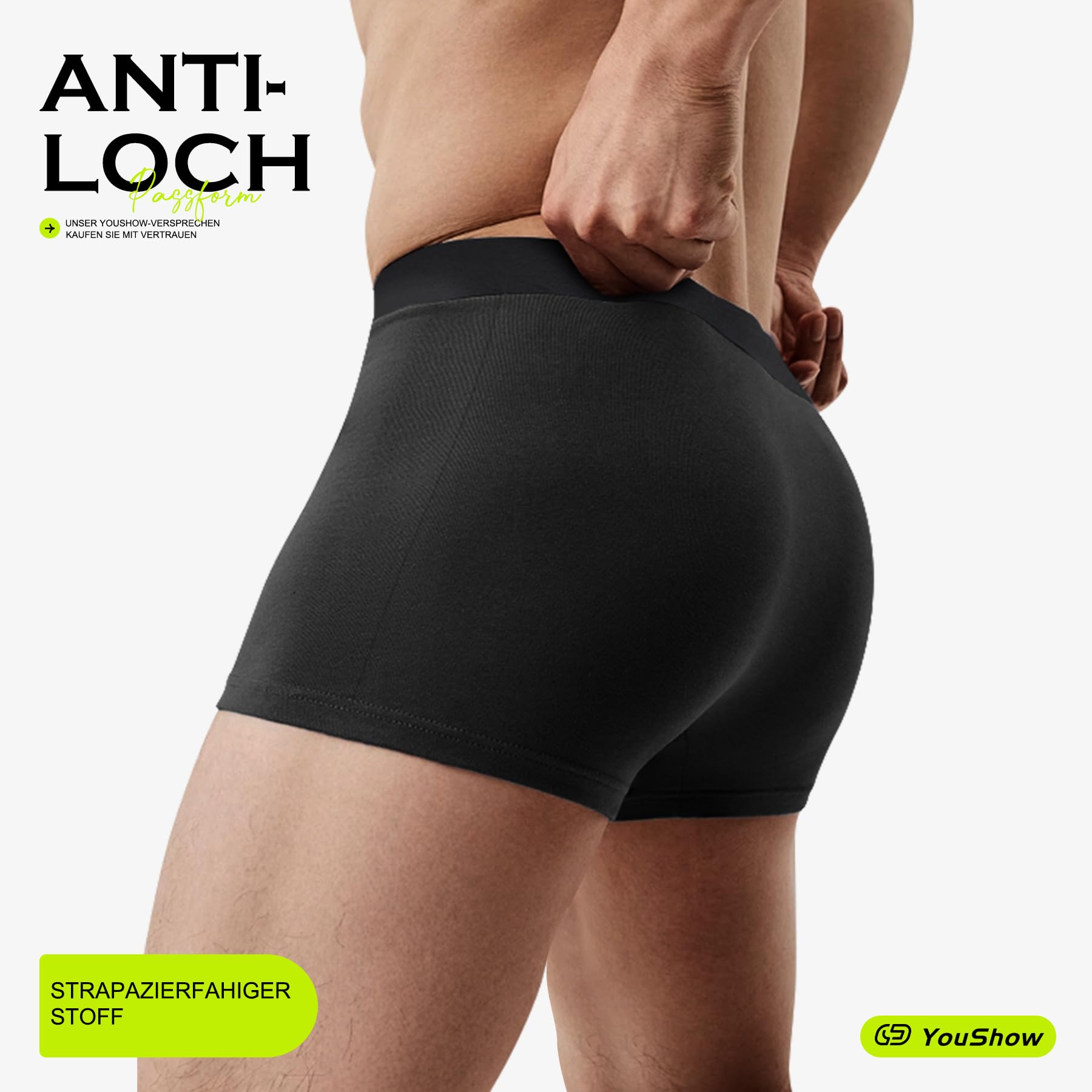 YouShow Boxershorts Herren Schwarz 6 Pack Baumwolle Unterhosen Männer Ohne Kratzenden Zettel Retroshorts Unterwäsche Boxer L 4