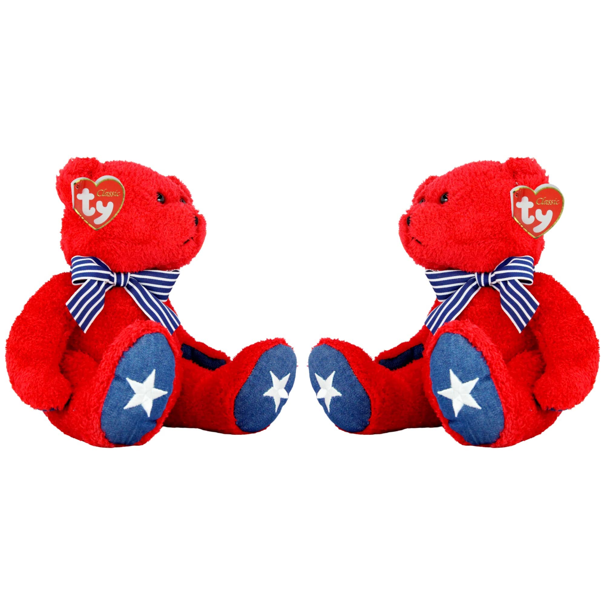 Toptoys2u Bargain Bundles TY Classics Out of the Archives from 2007 - Super Soft Gift Quality Plush Toy 30cm Patriotic Bear - Twin Pack
