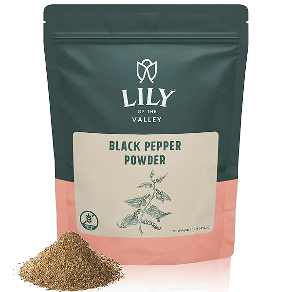 LILY OF THE VALLEY BLACK PEPPER POWDER – 100% RAW SOURCED FROM INDIA – RICH IN FLAVOR & TASTE, IDEAL FOR COOKING, SMOOTHIES, LATTES & TEA – VEGAN & GLUTEN-FREE – PACKED IN RESEALABLE POUCH(16OZ, 453G)