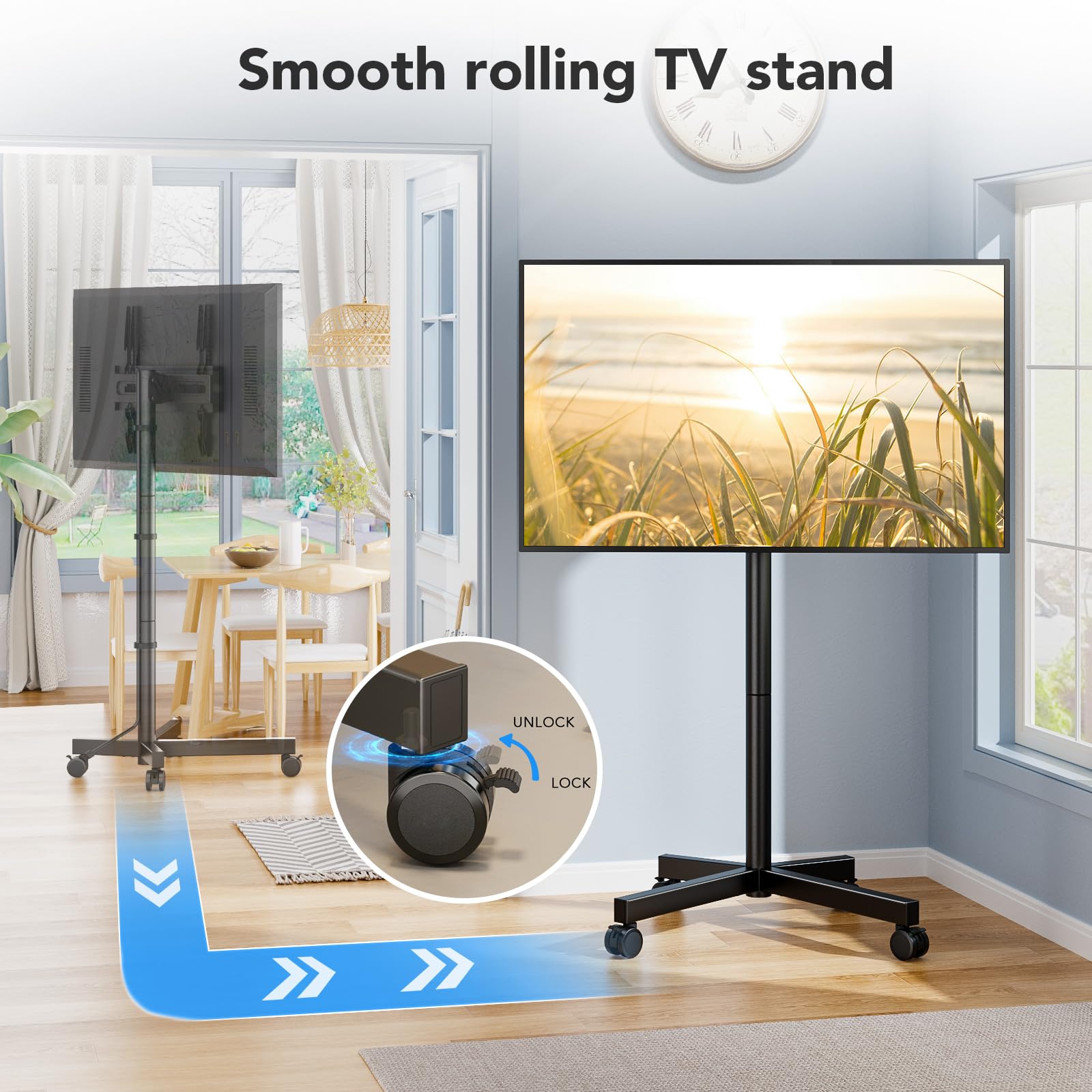 AX WABER Mobile TV Cart Stand with Wheels for 23-60