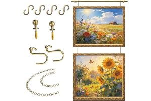 Picture Rail Hanging System Brass, Gold Brass Gallery Rail Kit, Indoor Art Picture Hanging Track and Photo Display Rod, Metal