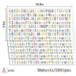 2080 Pcs Letters Stickers 0.5 Inch Colorful