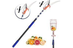 SKGPOLE 26FT Reach Pole Saw, Telescoping Tree Trimmer with 5-20FT Extension Pole, Sharp Steel Blade and Scissors, Fruit Picker, Extendable Long Handle Tree Pruner for Yard Garden Trees Palms Shrubs