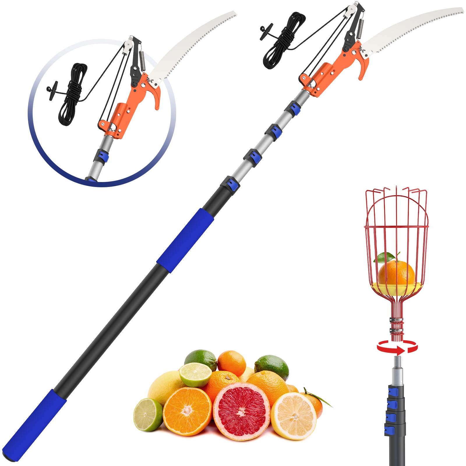 View 1 of **BLADE ONLY/NO POLE NO ATTACHMENTS***SKGPOLE 26FT Reach Pole Saw, Telescoping Tree Trimmer with 5-20FT Extension Pole, Sharp Steel Blade and Scissors, Fruit Picker, Extendable Long Handle Tree Pruner for Yard Garden Trees Palms Shrubs