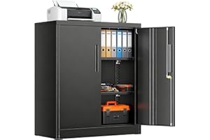 SUNCROWN Metal Storage Cabinets, 36”Locking Cabinet with Doors and Adjustable Shelves, Steel Utility Tool Garage Cabinets for Home, Office, Kitchen,Warehouse, Black