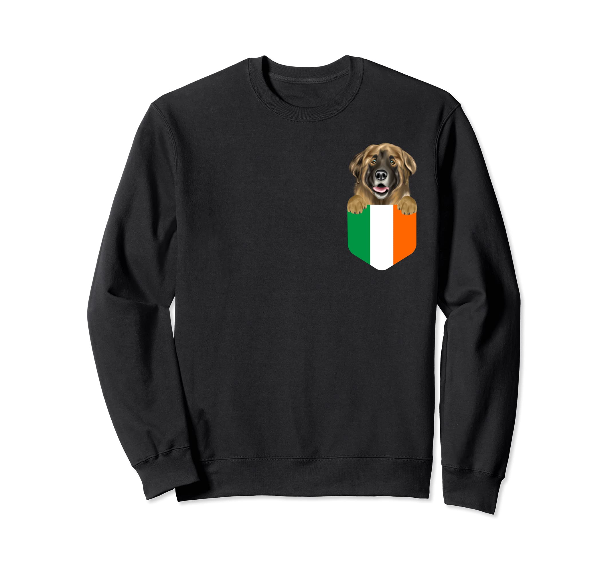 Ireland Flag Leonberger Dog In Pocket Sweatshirt