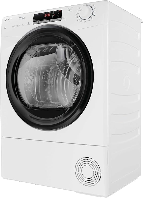 Smart Pro Inverter CRO EH9N4TBE-S, Secadora 9KG, Bomba de Calor, Panel Smart Touch, WiFi, App hOn, 14 Ciclos, 3 Rápidos, Certificado Secado Lana, Snap & Dry, Inicio Diferido 24H, 63DB, Blanco
