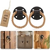 2 Pcs Vintage Iron Rope Barn Door Pulls Black Cast Metal Handle | Rustic Cabinet Drawer Knobs, Easy Install Hardware, Decorative Gate Fixtures for Wood Furniture