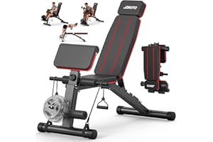JOROTO Adjustable Weight Bench for Full Body Workout, Foldable Workout Bench with 1000LBS, Flat Incline Decline Bench with Hy