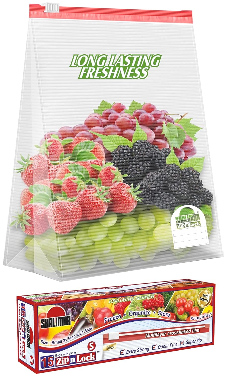 Shalimar Zip 'N' Lock Reusable Slider Bag Size ( Small ) Zip Lock Bag