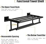 SAYAYO 16-Inch Black Towel Rail SUS304 Stainless Steel Double Bar Bathroom Rack view 5