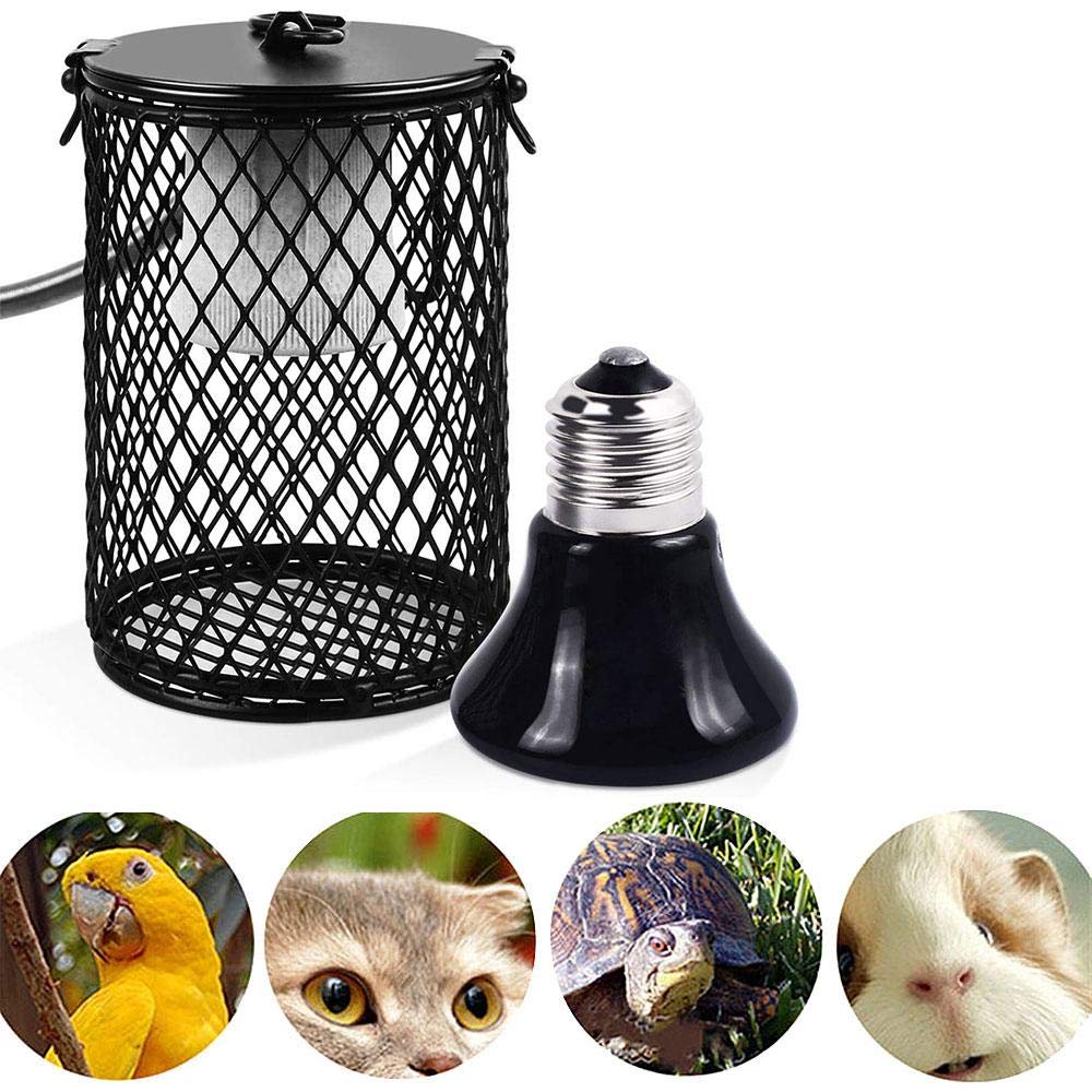 TEEPAO Reptile Heat Bulb with Guard Infrared Heating Lamp Ceramic