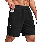 COOFANDY Mens Athletic Running Shorts with Zipper Pockets Quick Dry 7" Gym Workout Training Shorts
