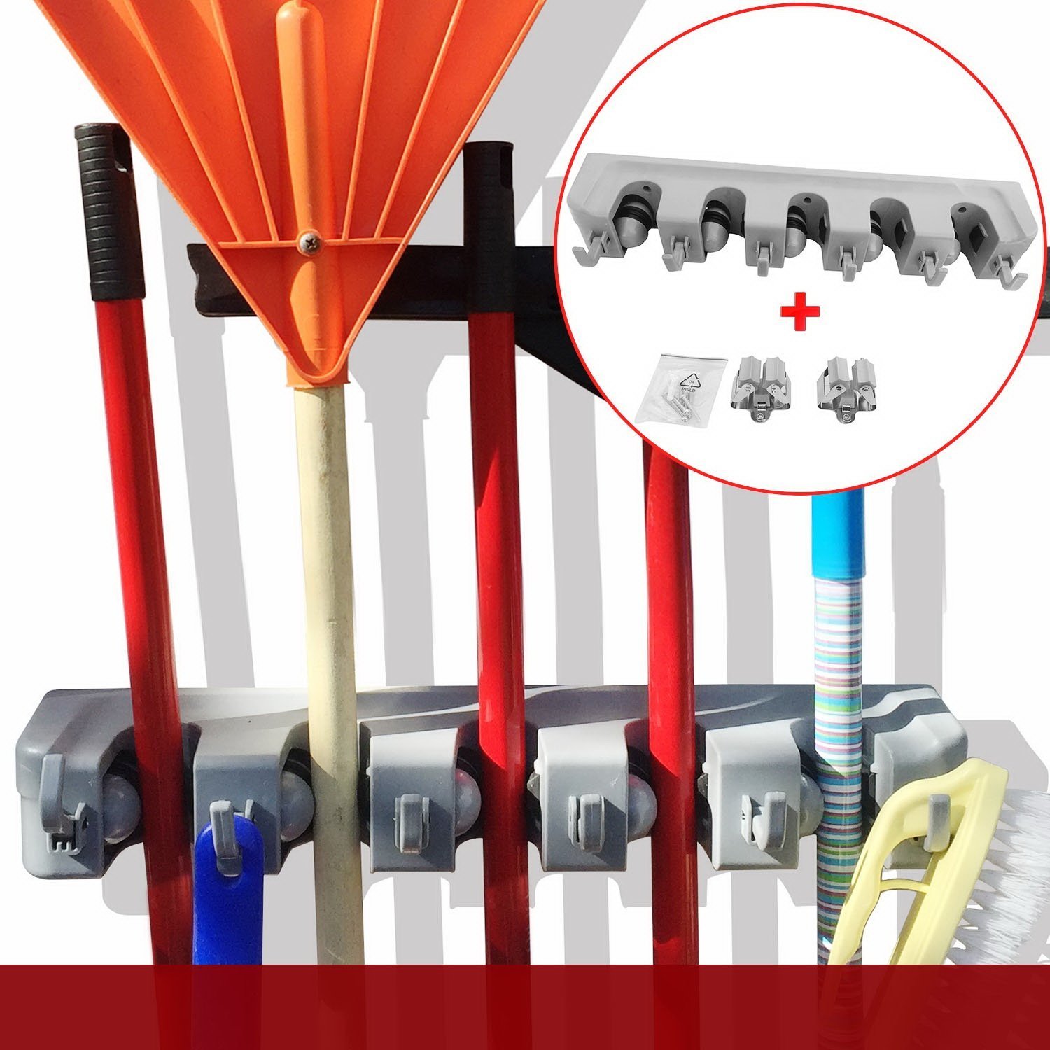 DOKOIN Mop And Broom Holder Organizer Wall Mounted Rack