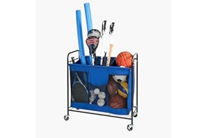 Neatfreak Multipurpose Blue Garage Organization System Rolling Storage Cart with Casters - Garage Organizer for Gardening, Yard & Lawn Tools, Pool Noodles & Sports Equipment