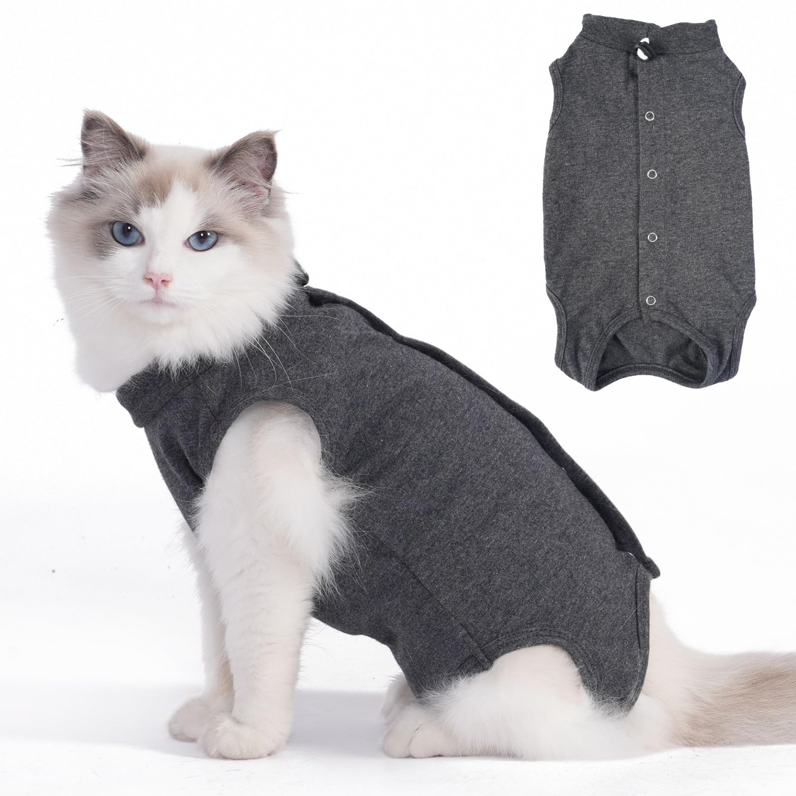 Axcimond Cat Recovery Suit Body Suits for Medical Spay Surgical Cats Suits Kitten Bodysuit Post Surgery Cats Onesie Surgery Recovery Suit Cat Clothes After Surgery Collar & Cone Alternative