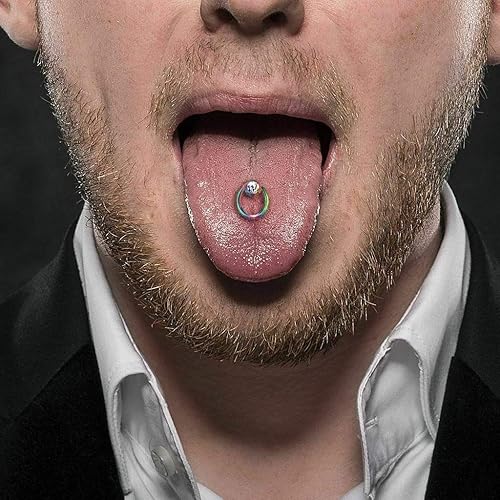 Luxe Modz Tongue Ring Clear Gem with Door Knocker Ring PVD over