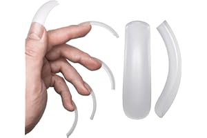 NOVO OVO Curved Nail Tips Press on Full Cover, Extra Curve Square Gel x Thick Long XL XXL Acrylic Fake Nails Extension kit, Clear Pre-etched Soft French False Nail 12 Sizes 240pc (QUEEN SQUARE PRO)