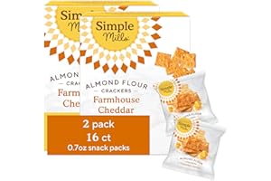 Simple Mills Almond Flour Crackers Snack Packs, Farmhouse Cheddar, Gluten Free, Flax Seed, Sunflower Seeds, Corn Free, Good for Snacks, 6.5 oz, Pack of 2 (8 Bags per Box)