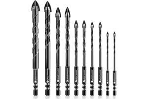 Lytool 10Pcs Masonry Drill Bits Kit, Drill Bit for Stone, Concrete, Stone, Carbide Drill Bit Set for Glass, Brick, Tile, Plas