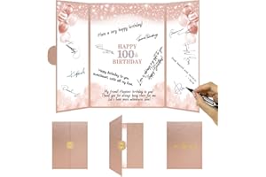 Trgowaul 100th Birthday Decorations Women Guest Book Alternative Pink Rose Gold Happy 100th Birthday Signature Book 100 Years Old Bday Signature Board 100th Birthday Party favor 100 Birthday Card Sign