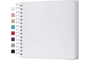 potricher 8 x 8 Inch DIY Scrapbook Photo Album 80 Pages Thick Kraft Blank White Paper Memory Book for Wedding and Anniversary Family (White, 8 Inch)