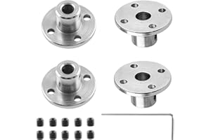 Bivethoi 4 Pcs Rigid Flange Shaft Coupling, 5mm High Hardness Metal Guide Coupler, Bearing Fittings Motor Connector with Some M3 Fastening Screw 1 Pcs Hex Wrench for DIY Handmade Model
