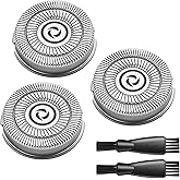 Handsome Face Replacement Blades for Handsomeface Replacement Head Electric Razor for Men Rotary Shaver, 3 Pack Replacement Heads, 2 Cleaning Brush