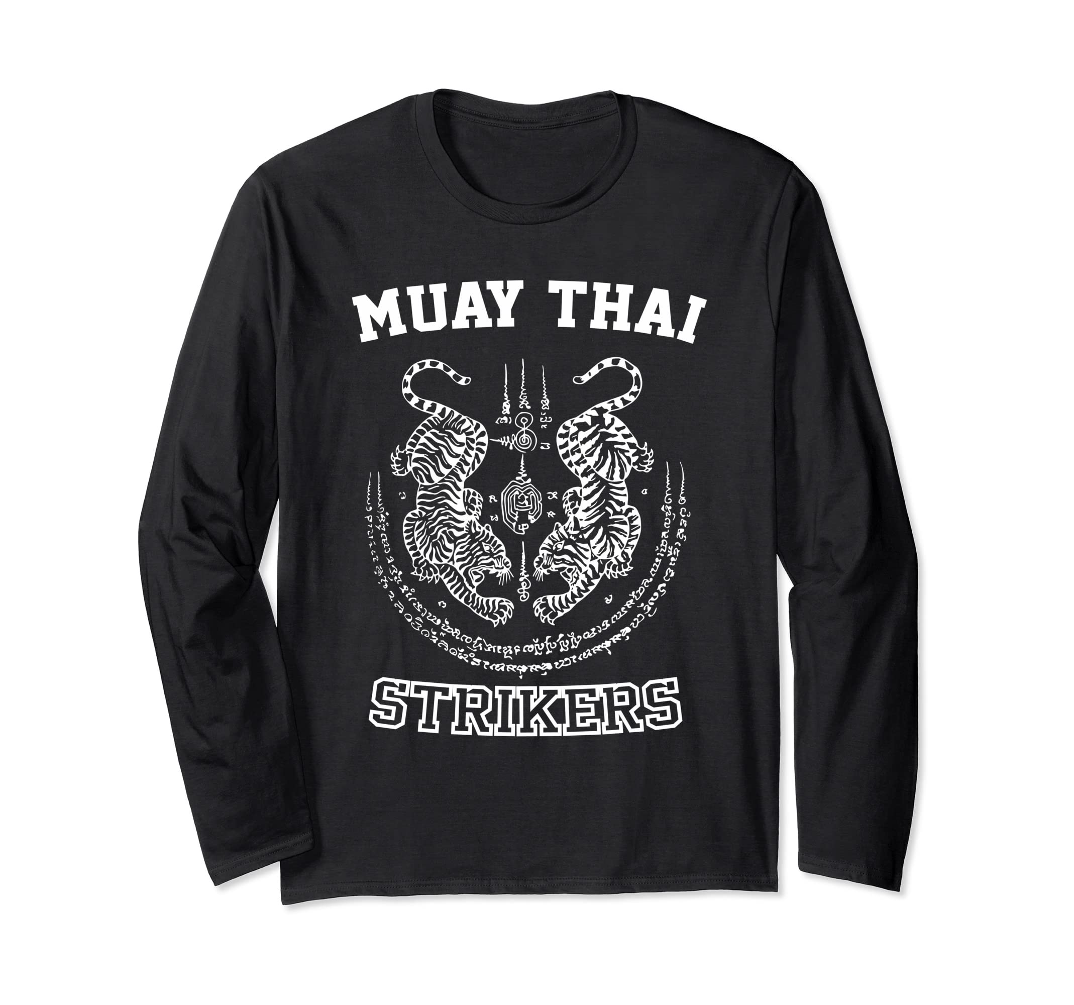 Muay Thai Kickboxing Fighter Tiger Sak Yant Long Sleeve T-Shirt