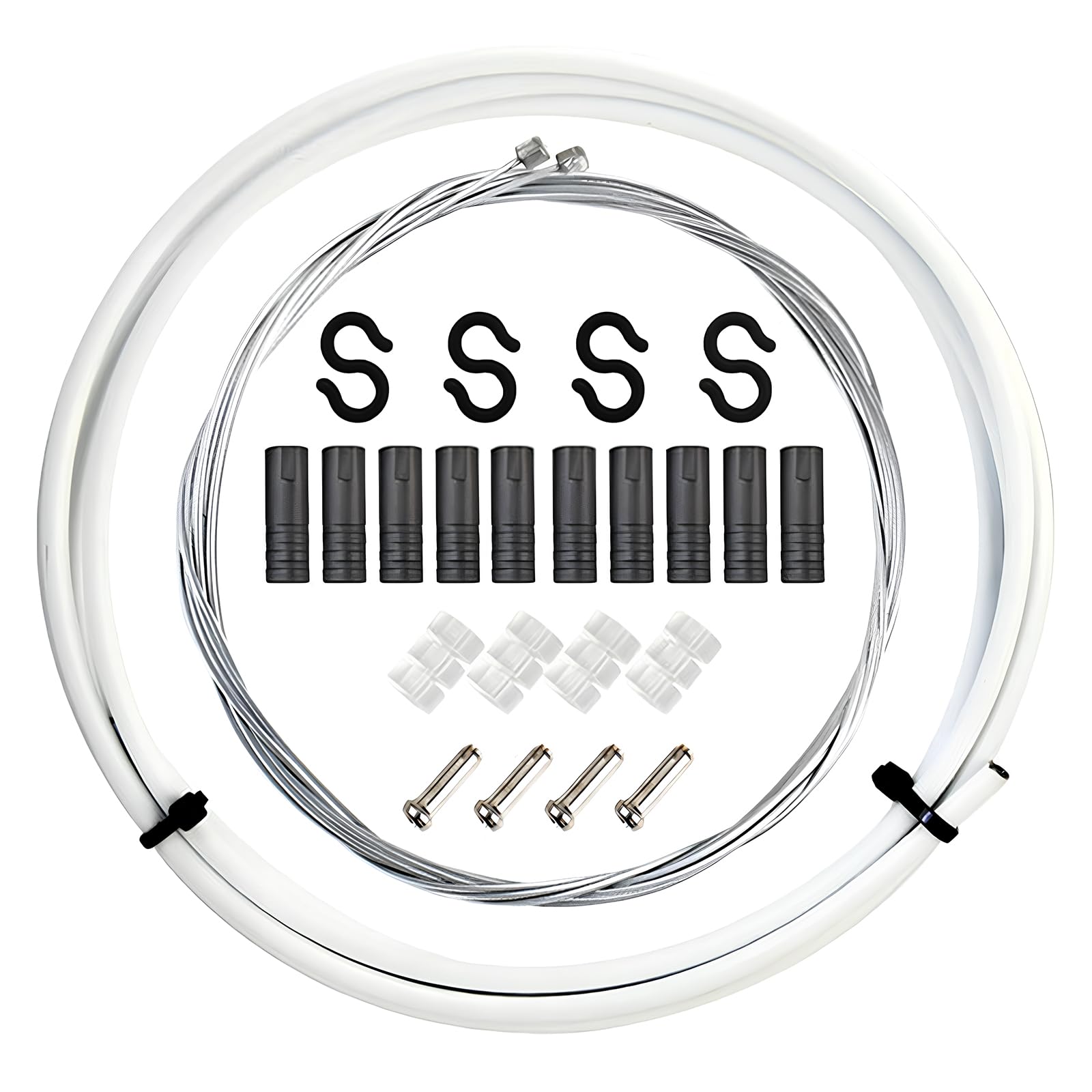 Bike Shifter Cables, CTRICALVER Bicycle Bike Shift, Bicycle Change Cable Kit, Shifter Cable Set Bike Cable, Bicycle Shifter line for Mountain Road Bike Universal Bicycle, Bicycle Cable Set(White)