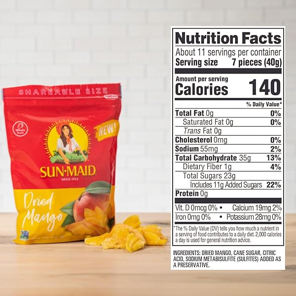 SUN-MAID DRIED MANGOS – 15 OZ RESEALABLE BAG – DRIED MANGO SLICES – DRIED FRUIT SNACK FOR LUNCHES, SNACKS, AND NATURAL SWEETENERS (PACK OF 1)