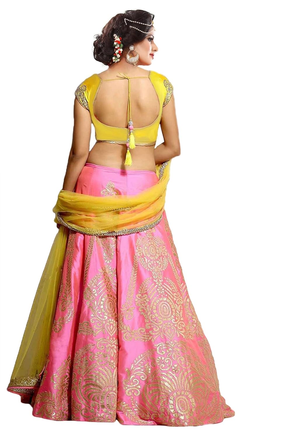 ziyaan women's silk lehenga with blouse piece and dupatta