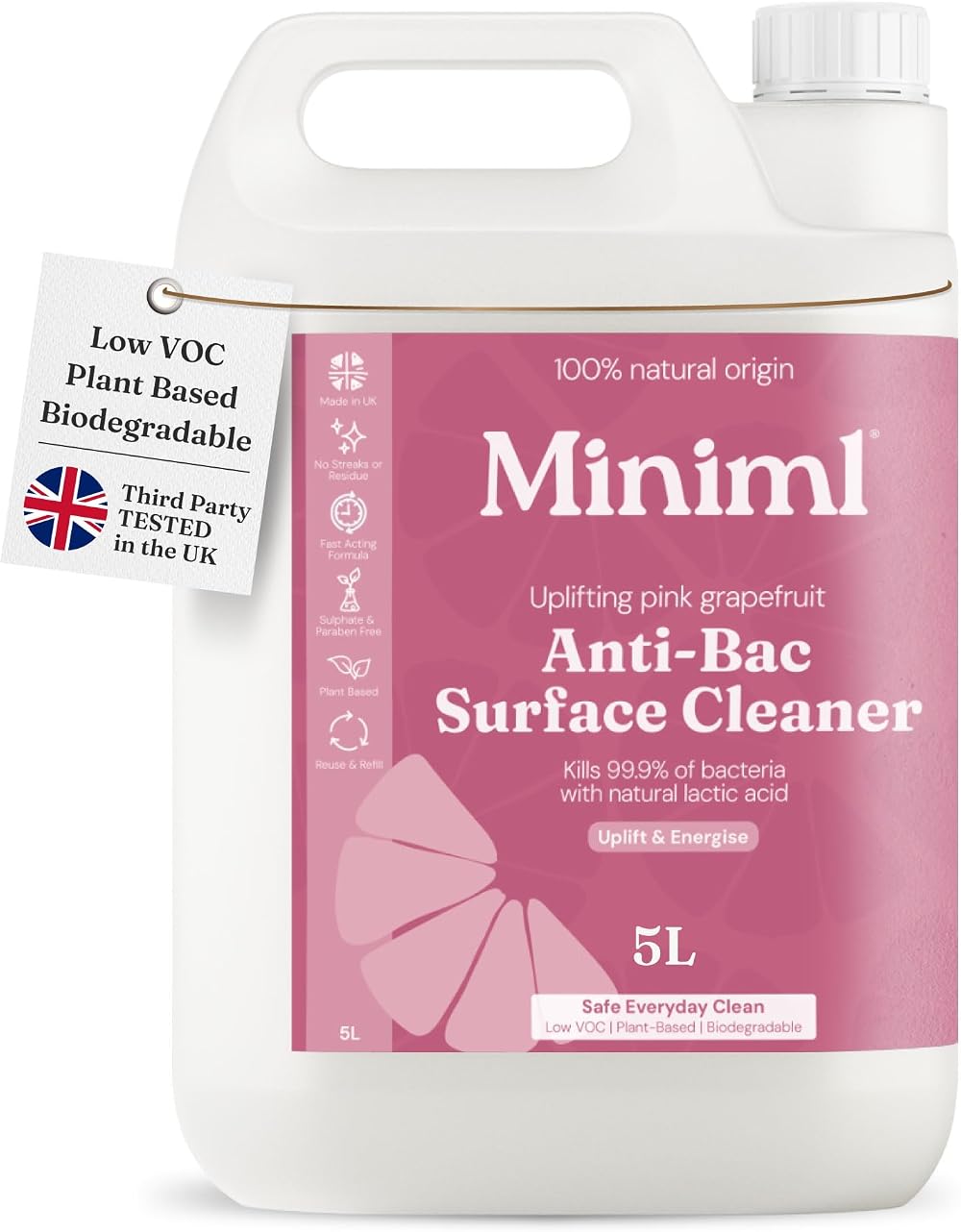Miniml Antibacterial Surface Cleaner 5L Refill Grapefruit Scent