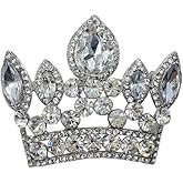 TTjewelry Bride Imperial Crown Wedding Pendant Rhinestone Crystal Brooch Pin (White)
