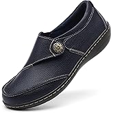TERRIKAT Women's Classic Casual Leather Loafers Cute Moc Toe Slip On Comfort Walking Flats Lightweight Work Shoes