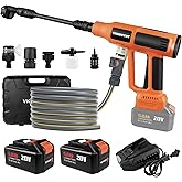 Cordless Pressure Washer, 2000PSI MAX Portable Brushless Pressure Washer, 2 X 5.0AH Batteries, 2A Fast Charger, 4 Speed Adjustment LCD Touch Screen, with Garden Hose & Faucet Connectors