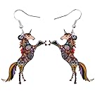BONSNY Signature Fantasy Collection “NATHIAYA” our Magical Unicorn Charm Statement Drop Dangle Acrylic Earrings (Brwon)