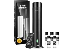 XSPIDEM Waterless Scent Diffuser Starter Kit, Diffusers for Home - 1000 Sq Ft Coverage, Hotel Scent Diffuser, Scent Air Machine for Home, Remote Control, Black, 11In