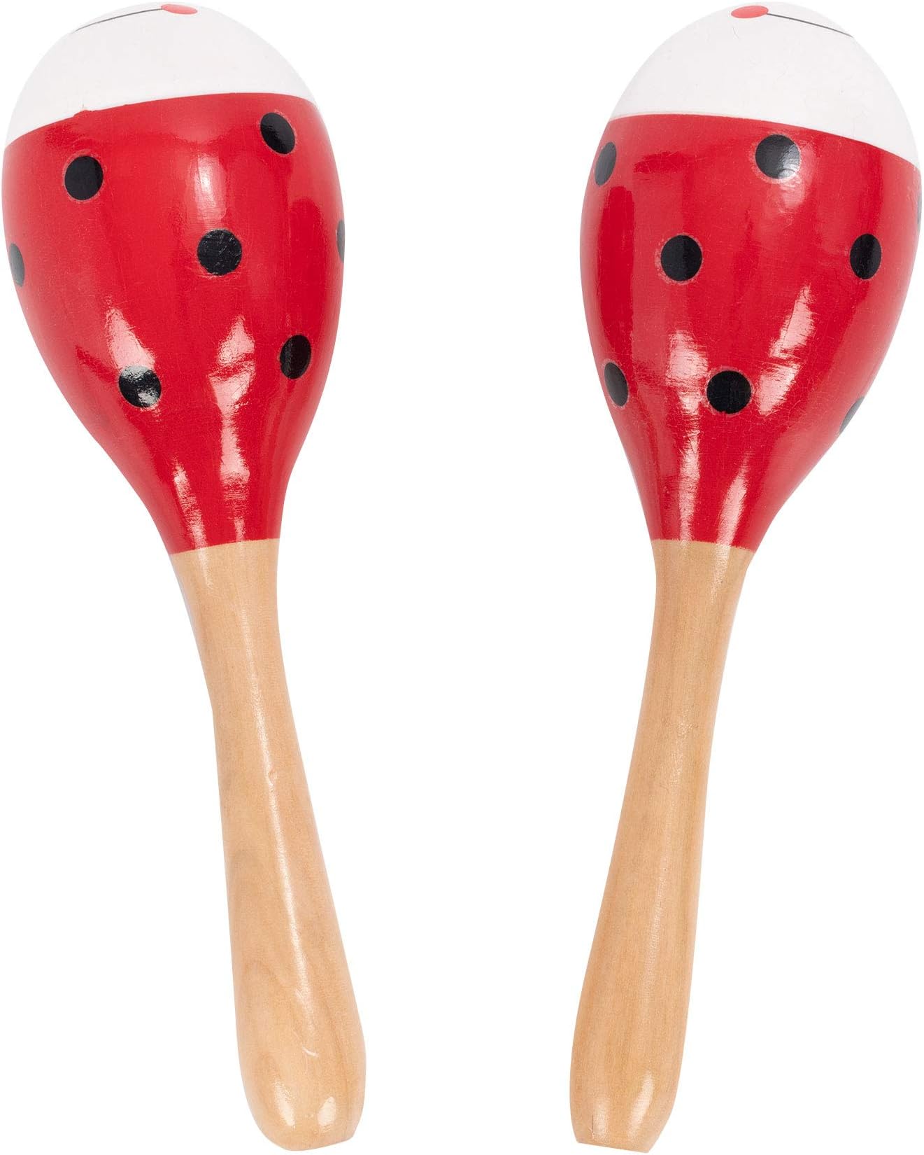 Percussion Plus PP3110 Wooden Maracas, Red Lady Bird