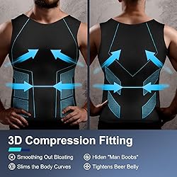 Odoland 3 Pack Men Compression Shirt, Tummy Control