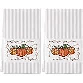 Siilues Fall Kitchen Towels 18x26 Inch Set of 2, Pumpkins Hand Towels Fall Decorations for Home Seasonal Autumn Thanksgiving Home Kitchen Decor Dishcloth