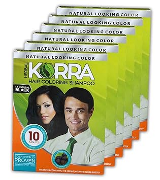 Korra Ratan's Black Hair Colouring Shampoo , 30 ml (Pack of 6)